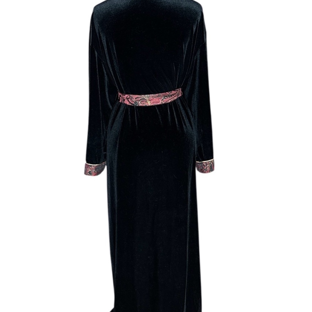 Sophia By Delicates Black Red Velvet Brocade Victorain Gothic Robe OS - Picture 4 of 5
